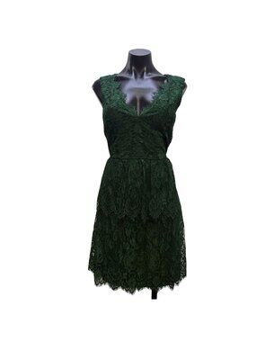 Gianni Bini Lace Dress Green Sleeveless V-Neck Size 2